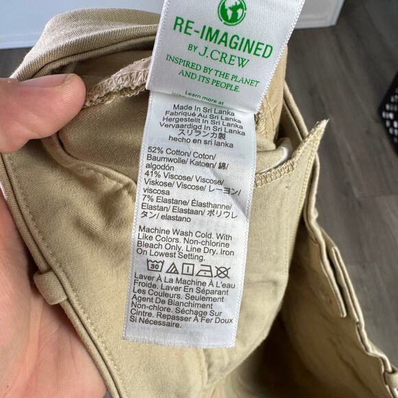 J.Crew Remy Wide-leg Cropped Pants WMNS 10 Tan High-Rise Stretch Zip Fly Pockets - Picture 6 of 7